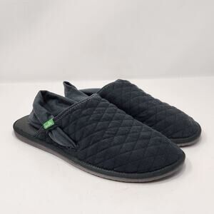 Sanuk Women Yoga Sling Cruz Quilted Sandals Size 8M Dark Gray Slingback Flats